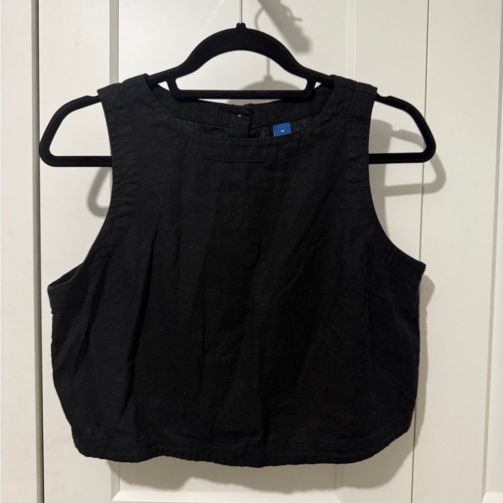 Old Navy Cropped Black Linen Tank Top